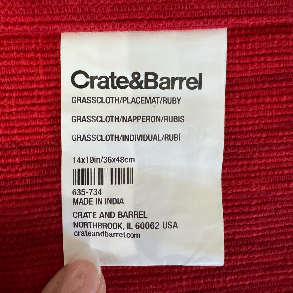 Crate&Barrel Ruby Grasscloth Placemat - Picture 2 of 2